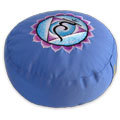 <b>Round</b> Yoga <b>Cushion</b> with Third Eye Design Blue Cotton Canvas Washable Durable Portable Stadium Use Meditation Pillow for Adults - Product Image 4