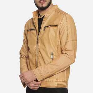 Elegante Chaqueta de Cuero Genuino Negra de Invierno para Hombre, con Logotipo Personalizable, Etiqueta Privada, Cierre de Cremallera, Forro de Algodón Resistente al Viento, Poliéster - Product Image 4