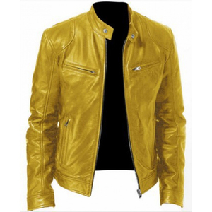 Factory Custom Cowhide Genuine Leather <b>Jacket</b> Men's Fashion Old Collar <b>Biker</b> <b>Jacket</b> Spring and Autumn New Style high quality - Product Image 2