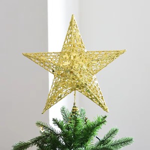 Sophisticated Christmas glittery <b>star</b> ornaments with premium metallic textures suitable for luxury seasonal <b>decor</b> - Product Image 3