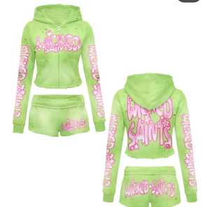 This women’s hoodie and shorts <b>set</b> is designed for comfort styl and everyday versatility Made from high- - Product Image 6