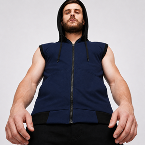 Chaleco con Capucha sin Mangas Premium para Hombre, Ropa Deportiva Personalizada para Gimnasio, Color Sólido, Ligero, con Cierre, Sudadera con Capucha para Entrenamiento, Sudadera de Alto Rendimiento 100% - Product Image 6