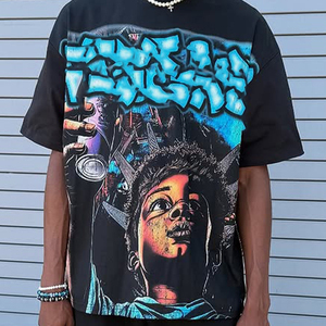 Camiseta de gran tamaño de felpa para hombre de diseñador personalizado de alta calidad 100% algodón de peso pesado transpirable de secado rápido High Street Style - Product Image 2