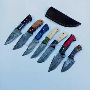 Couteau de chasse à lame fixe en acier Damas, fait main, qualité industrielle, manche en bois, lame à changement rapide, garantie 3 ans, pour l'extérieur - Product Image 2