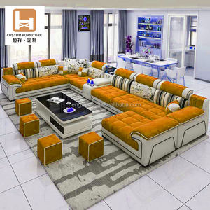 صالة غرفة معيشة عصرية 7 مقاعد على شكل U أريكة مقطعية على شكل L أريكة وحدات - Product Image 2