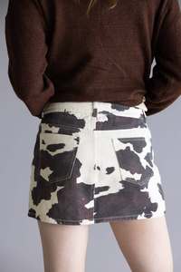 Mini-jupe en cuir de vachette à poils, jupe à franges en peau de bête, tendance, décontractée, streetwear pour femmes - Product Image 3