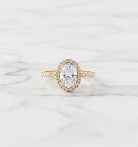 Anillo de Compromiso con Diamante Ovalado de 2 Quilates Cultivado en Laboratorio, Oro Sólido de 10K, Banda Pavé, Moderno para Mujer, Fiesta, Boda, Aniversario - Product Image 1