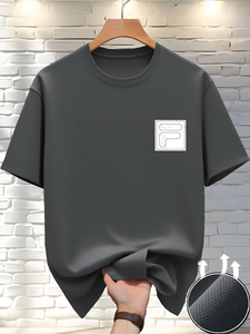 Men's Formal Short Sleeve Casual <b>Shirt</b> Solid Color Front Logo Silk Screen Printed Breathable Cotton Flannel Summer Wear - Product Image 1