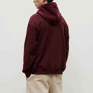 Sweat-shirt à capuche bordeaux pour homme, coupe ample, 100% coton molletonné, vêtement décontracté d'automne, tricot uni - Product Image 2
