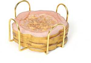 Modern Square Resin Handmade Non-Slip Table <b>Mats</b> with Gold Edge 350mm Diameter 5mm Thickness - Product Image 5