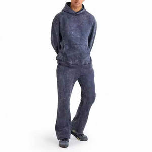 Conjunto de Sudadera con Capucha y Pantalones Deportivos Oversize para Hombre, Lavado Ácido, Venta al por Mayor, Traje Atlético de Peso Pesado, Conjuntos de Jogger, Chándales - Product Image 1