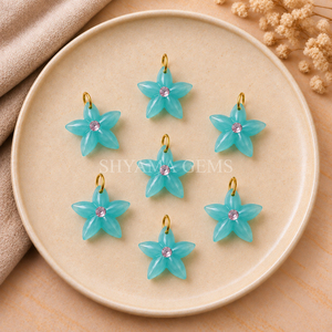 Pendentif en calcédoine bleu aqua sculpté en forme d'étoile de mer de 15 mm pour la fabrication de bijoux de style océanique, accessoires, fournisseur en gros - Product Image 4