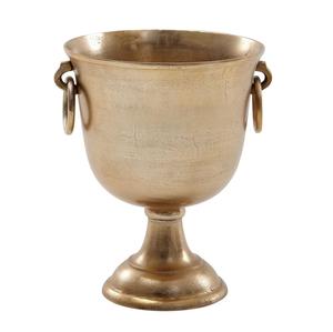 Cubo de hielo de aluminio de moda, con acabado plateado, forma redonda, enfriador de vino con asa de hoja, enfriador de cerveza de diseño - Product Image 5