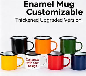 Black Enamel Cup Vintage Metal Mug Sublimation Coffee Cup with Hand Grip for Camping Office Souvenir Use - Product Image 4