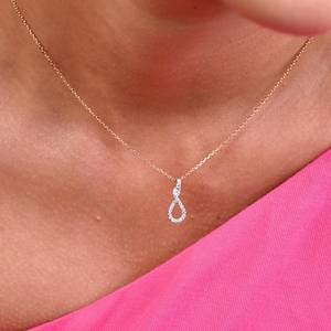 สร้อยคอจี้มอยซาไนต์สีโรสโกลด์ 14K พร้อมโซ่เชื่อมต่อ เครื่องประดับแฟชั่นสำหรับผู้หญิง สวมใส่ได้ทุกวัน - Product Image 1
