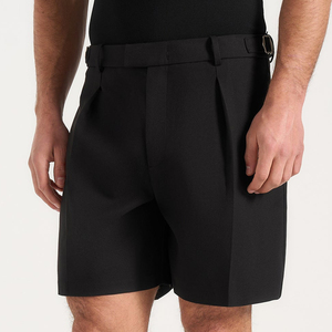 Pantalones Cortos Bermuda Plisados de Color Sólido para Hombre, Cintura Media, Cierre con Cordón, Tejido de Punto, Secado Rápido, 100% Algodón, Casuales, Deportivos, para Gimnasio - Product Image 5