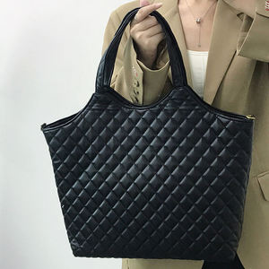 Premium Genuine <b>Leather</b> Women's Shoulder Tote <b>Bag</b> <b>Soft</b> Large Capacity Polyester Quilted Design for Daily Commuting Shopping - Product Image 3