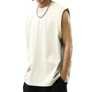 เสื้อกล้ามคอกลมผู้ชาย สีพื้น ผ้าถัก สไตล์ลำลอง ดีไซน์คอกลม สีเหลือง เสื้อกล้ามผู้ชาย - Product Image 5