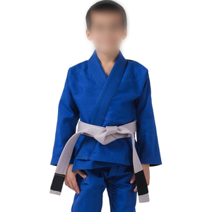 Uniforme d'entraînement d'arts martiaux 2026 de qualité supérieure, professionnel, robuste, bleu uni, confortable, en mélange de coton pour enfants - Product Image 1