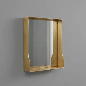 ARTISAN DESIGN Minimalist Metal <b>Wall</b> <b>Mirror</b> Rectangle Decorative Luxury Brass Frame <b>for</b> Living Room <b>Bedroom</b> Hotel Decor - Product Image 3