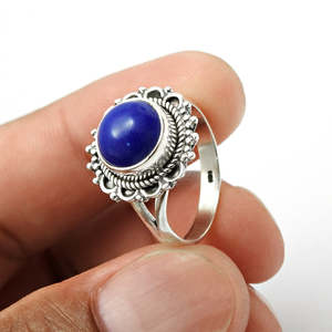 925 Sterling Silver Plated Vintage <b>Ring</b> Comes With <b>Lapis</b> <b>Lazuli</b> Gemstone High Quality Bohemian Style Wedding <b>Ring</b> Party Jewelry - Product Image 4