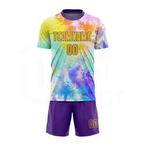 Custom Tie Dye Soccer Jersey Shorts Set Unisex Adult Moisture Wicking 100% Polyester Crew Neck Short Sleeve Team Name Front - Product Image 1
