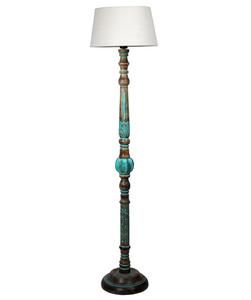Lámpara de Pie Rústica de Madera con Detalles Turquesa, Pantalla de Tela Blanca, Luz Cálida, Uso Residencial - Product Image 4
