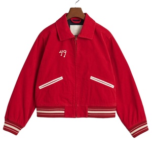 Vestes universitaires d'hiver rouges pour hommes, impression de logo personnalisée, style streetwear, fermeture à boutons en corne, service OEM, imperméable - Product Image 1