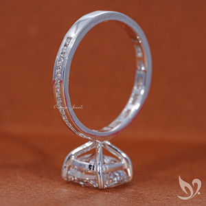 3CT Elongated <b>Cushion</b> Lab Diamond <b>Ring</b> Channel Pave Band IGI Certified 10K White Gold Engagement <b>Ring</b> - Product Image 3