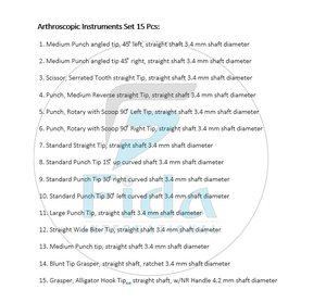 FIDA Manual 15 Pcs Arthroscopy Instrument <b>Set</b> Meniscectomy Forceps Knee Shoulder Arthroscopic Surgery Stainless Steel CE - Product Image 2
