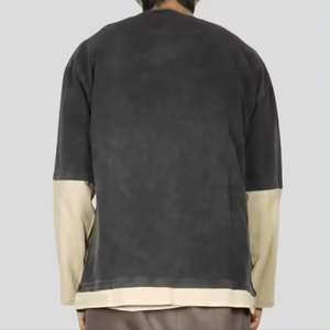 เสื้อยืดโอเวอร์ไซส์ผู้ชาย แขนยาวสองชั้น สไตล์วินเทจ ผ้าฝ้ายเนื้อนุ่ม สวมใส่สบาย สไตล์สตรีท - Product Image 2