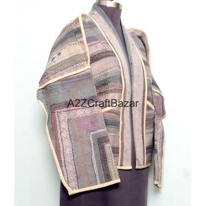 Chaqueta de Cuello Alto con Botones, Hecha a Mano, Reversible, Ecológica, Transpirable, de Secado Rápido, Estilo Vintage Kantha, para Mujer, de Algodón Puro, para Invierno - Product Image 2