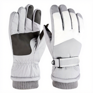 <b>Ski</b> <b>Gloves</b> Full Finger <b>White</b> Black PU Leather Thermal Insulated Hook And Loop Closure Unisex Winter Outdoor - Product Image 6