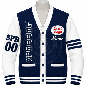 Greek sorority fraternity green and <b>white</b> <b>cardigan</b> v neck <b>knitted</b> women's sweaters chenille embroidery logo front button varsity - Product Image 2