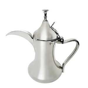 Carafe à café arabe Dallah élégante en acier inoxydable finition miroir, théière classique du Moyen-Orient, serveur de boissons durable en argent - Product Image 1