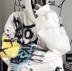 Sweat-shirt à capuche oversize pour femme, style gothique japonais, dessin animé, hip-hop, printemps automne, amusant, punk, vêtements pour filles - Product Image 4