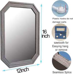 Espejo de Pared de Madera Rústico Marrón, Espejos Decorativos Geométricos para Sala de Estar, Dormitorio, Entrada - Product Image 5