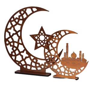 Mezquita de madera hecha a mano con adorno de luna creciente Elegante Ramadán Kareem y Eid Mubarak Acento decorativo - Product Image 4