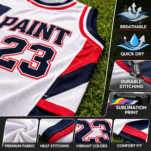 ชุดบาสเก็ตบอลแบบกำหนดเอง ไซส์พลัส สำหรับทุกเพศ แห้งเร็ว ระบายอากาศได้ดี ผ้าโพลีเอสเตอร์ 100% สกรีนชื่อและหมายเลขผู้เล่น - Product Image 4