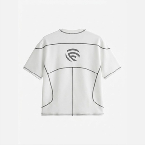 High Quality Custom Logo Streetwear T-<b>Shirt</b> Men Blank <b>White</b> Contrast Stitch Panels Drop Shoulder Oversized Tee - Product Image 3