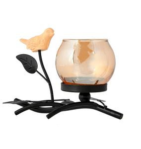 Vintage Metal <b>Tree</b> Branch Tea <b>Light</b> Candle Holder with Glass Votive & Decorative Bird Figurine - Product Image 2