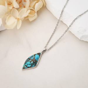 Pendentif en turquoise cuivrée, argent sterling 925, plaqué or 14 carats, pierre précieuse naturelle, bijou pour femme, cadeau - Product Image 4