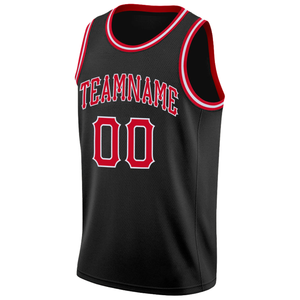 Custom Sublimated Basketball Jersey Black <b>Red</b> <b>Mesh</b> Team Name Number Unisex Adult Sleeveless V-neck Quick Dry Breathable Sports - Product Image 2