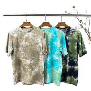 <b>Tie</b>-Dye Short Sleeve Men's T-Shirt 100% Cotton Regular Fit O-Neck Casual Jersey <b>Knitted</b> Breathable Patterned Design - Product Image 6