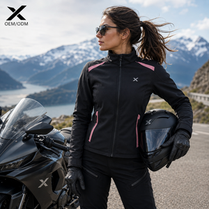 Chaqueta Softshell para Motocicleta X Sports City para Mujer, Manga Larga, Cierre de Cremallera, Resistente al Viento, Cuello Alto, Reflectante, Color Sólido - Product Image 3