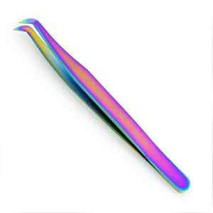 แหนบต่อขนตาสแตนเลส11.5ซม. 12.5ซม. ตัวแอลหลากสีรุ้ง90องศา - Product Image 1