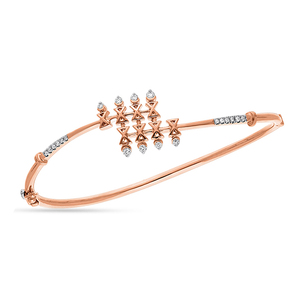 Elegant Rose Gold Geometric Diamond <b>Bangle</b> <b>Bracelet</b> for Women | Designer Open Cuff <b>Bracelet</b> - Product Image 1