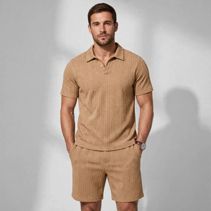 Wholesale Summer Men's Casual Shorts <b>Set</b> Plain Color Solid 100% Cotton Jersey Quick Dry Knitted Pocket Customized Logo <b>Twin</b> <b>Set</b> - Product Image 1