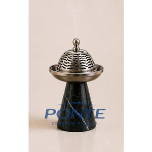Luxury Natural Marble Incense Burner with Antique Brass Lid Elegant Middle Eastern Oud Bukhoor Holder for Home <b>Decor</b> Meditation - Product Image 5