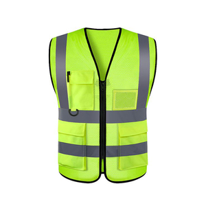 Chaleco de Seguridad Transpirable de Malla de Poliéster de Alta Visibilidad con Múltiples Bolsillos y Diseño Reflectante para Trabajo de Construcción Unisex - Product Image 1